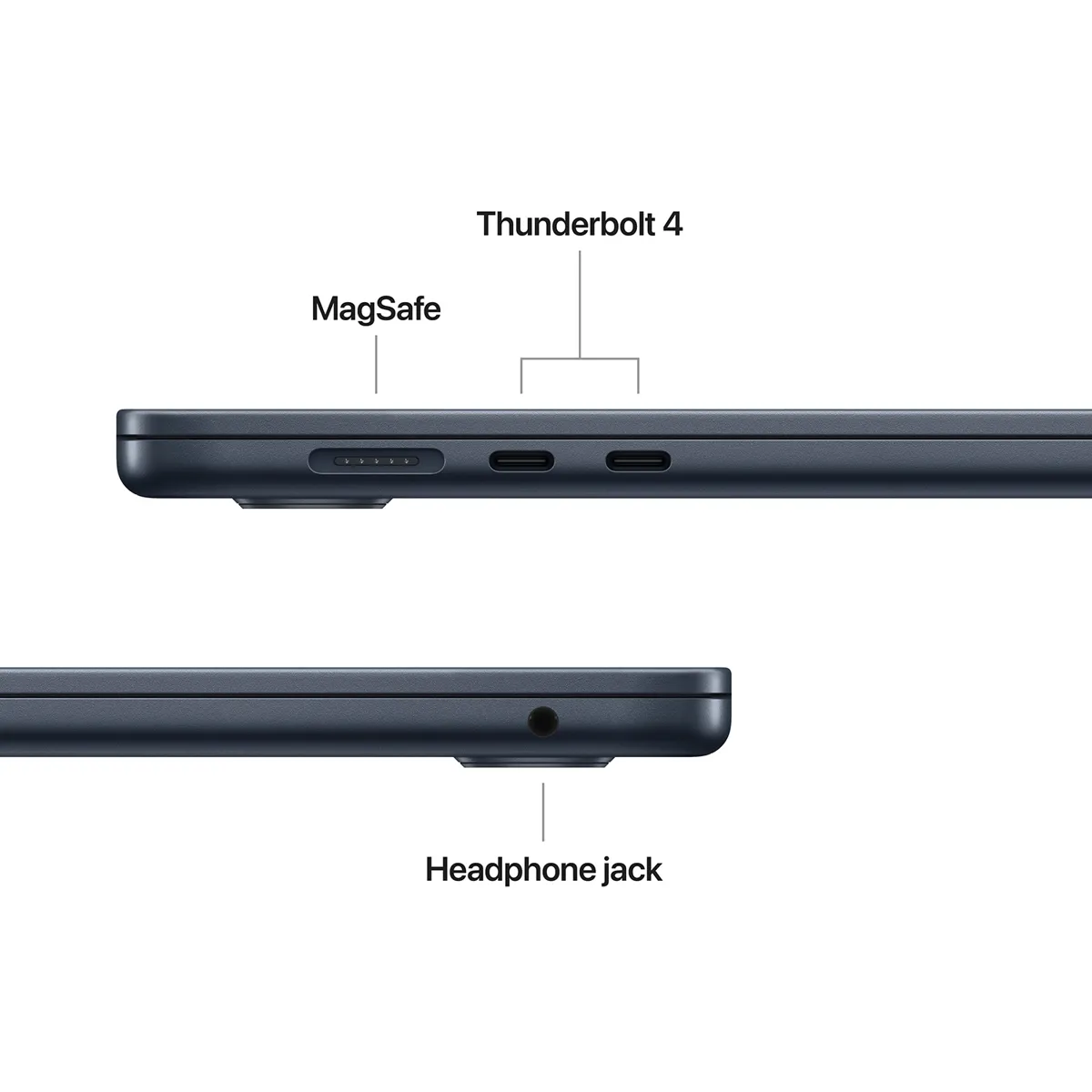 Порты MacBook Air 15: 2× Thunderbolt 4, MagSafe 3, 3,5 мм