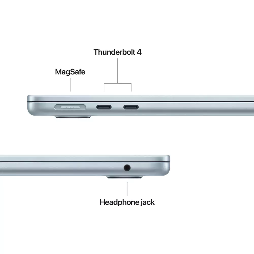 Порты MacBook Air 13: 2× Thunderbolt 4, MagSafe 3, 3,5 мм