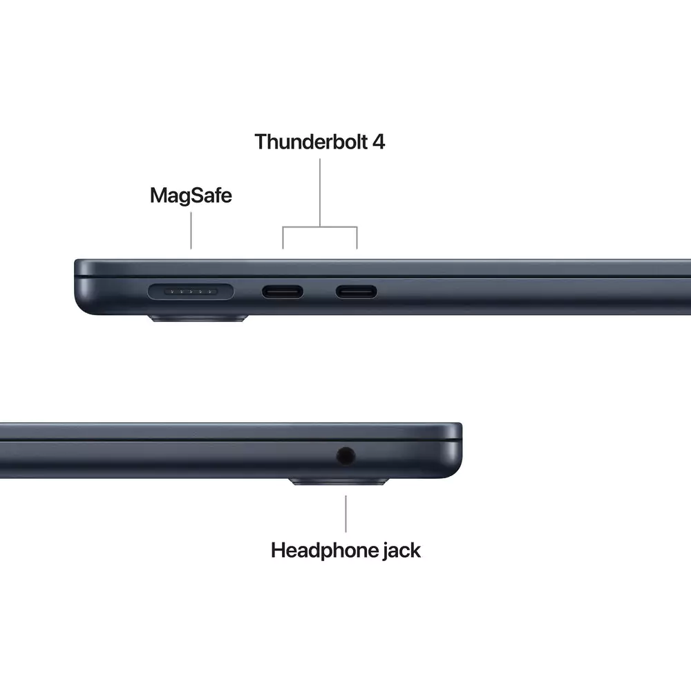 Порты MacBook Air 13: 2× Thunderbolt 4, MagSafe 3, 3,5 мм